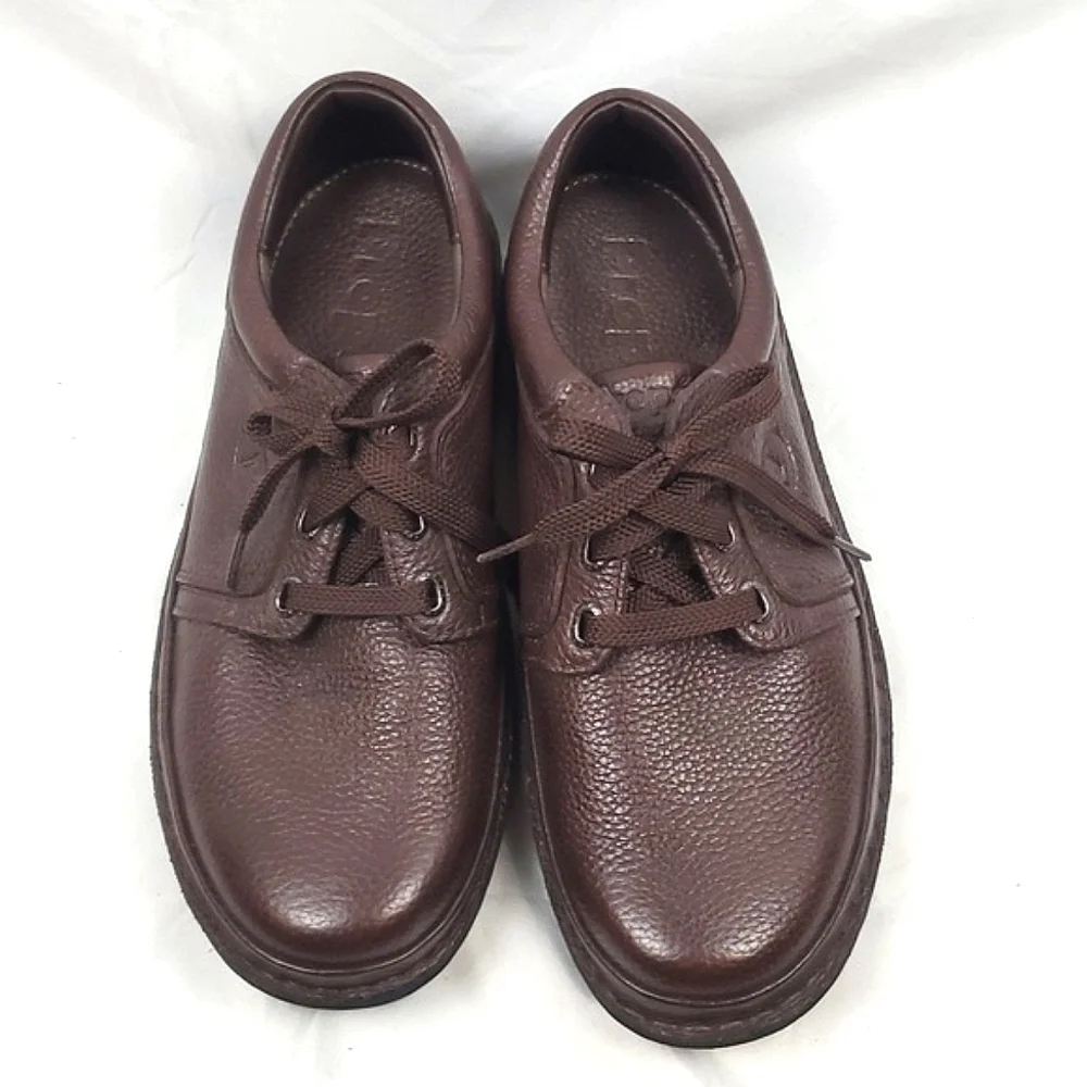 Propet Villager Oxford‎ Walking Shoe in Brown Pebbled Leather